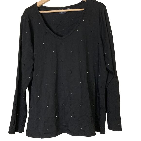 A622701 BUMBLEBELLA by Jill Martin Bejeweled Long-Sleeve Tee Black 1X - Picture 1 of 6